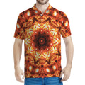 Orange Kaleidoscope Print Men's Polo Shirt