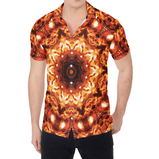 Orange Kaleidoscope Print Men's Shirt