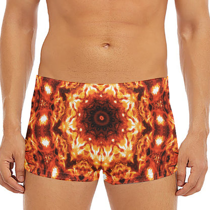 Orange Kaleidoscope Print Men's Short Boxer Briefs