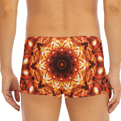 Orange Kaleidoscope Print Men's Short Boxer Briefs