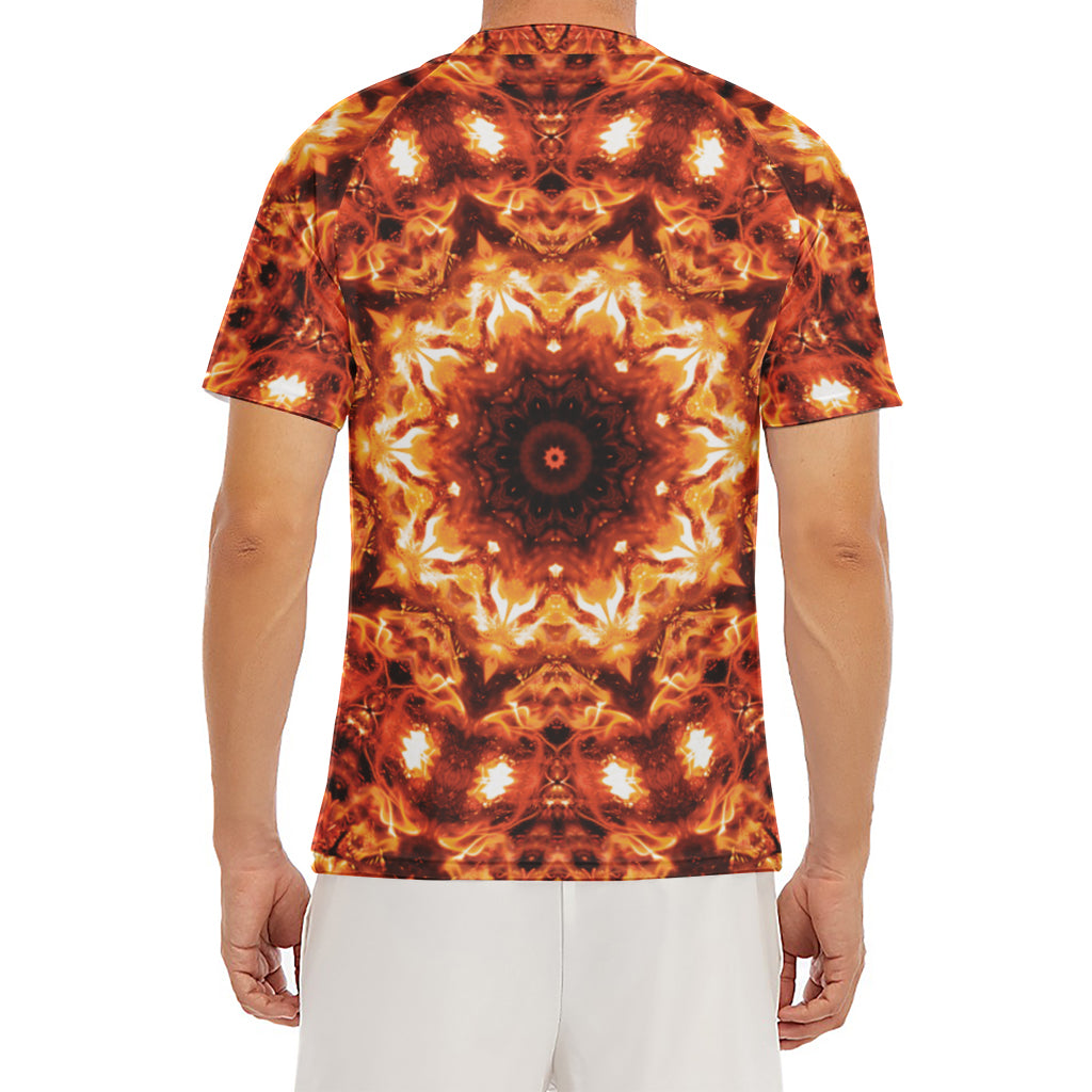Orange Kaleidoscope Print Men's Short Sleeve Rash Guard