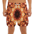 Orange Kaleidoscope Print Men's Split Running Shorts