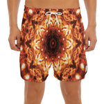 Orange Kaleidoscope Print Men's Split Running Shorts