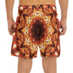 Orange Kaleidoscope Print Men's Split Running Shorts