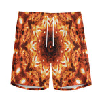 Orange Kaleidoscope Print Men's Sports Shorts