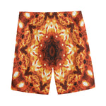 Orange Kaleidoscope Print Men's Sports Shorts