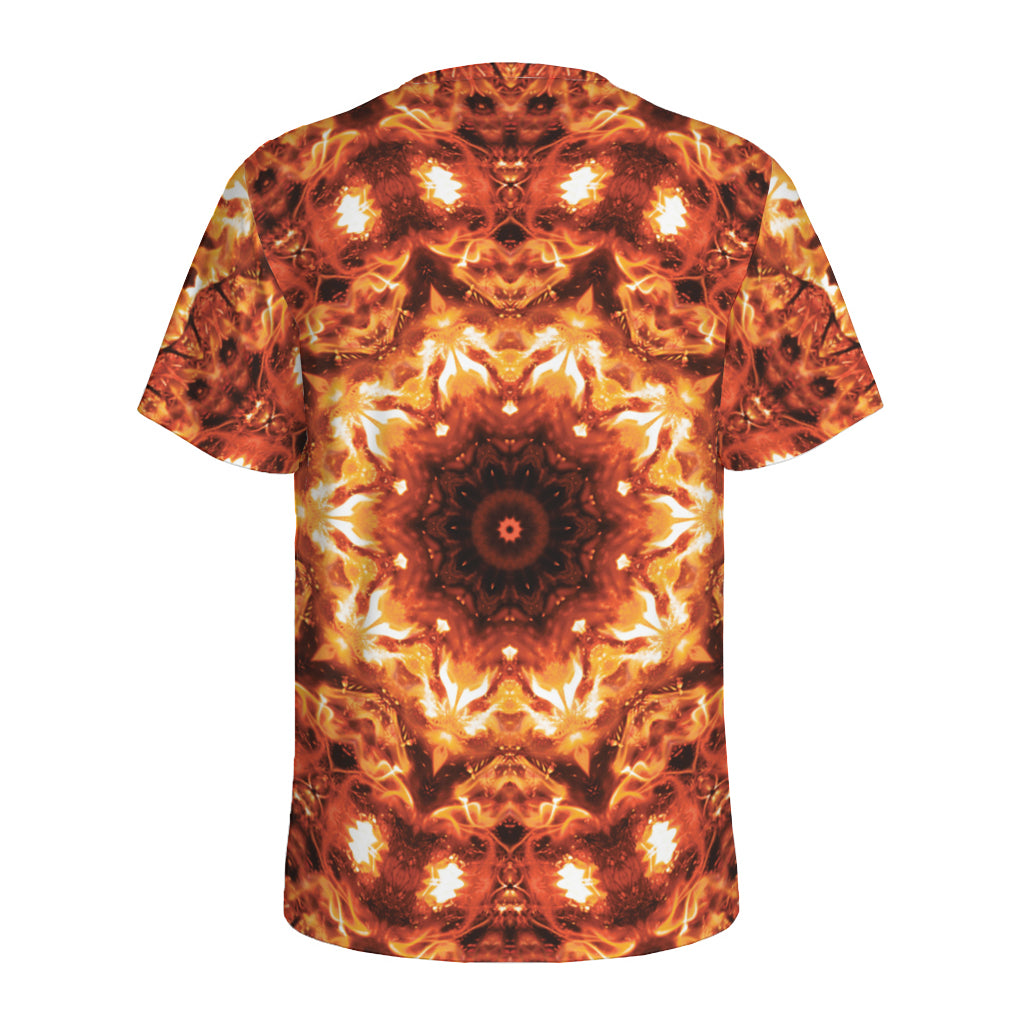 Orange Kaleidoscope Print Men's Sports T-Shirt
