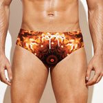 Orange Kaleidoscope Print Men's Swim Briefs