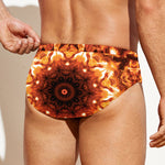 Orange Kaleidoscope Print Men's Swim Briefs
