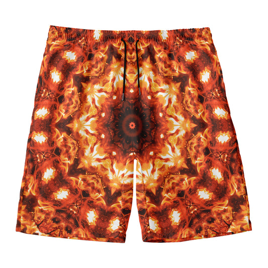 Orange Kaleidoscope Print Men's Swim Trunks