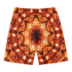 Orange Kaleidoscope Print Men's Swim Trunks