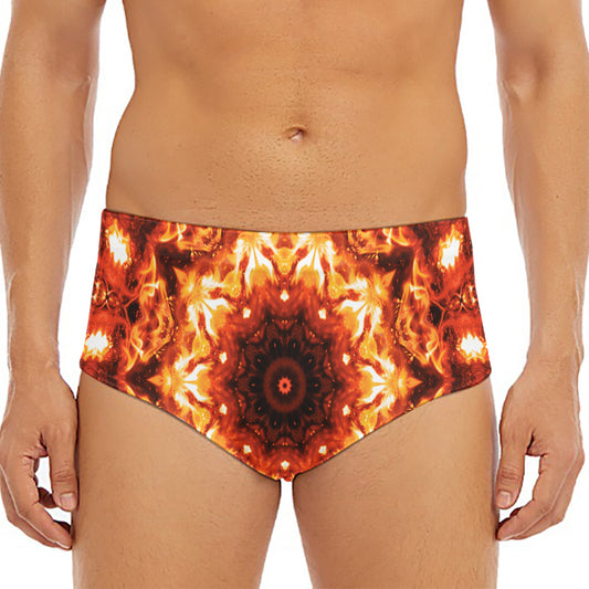 Orange Kaleidoscope Print Men's Triangle Swim Briefs