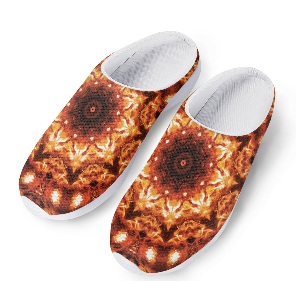 Orange Kaleidoscope Print Mesh Casual Shoes
