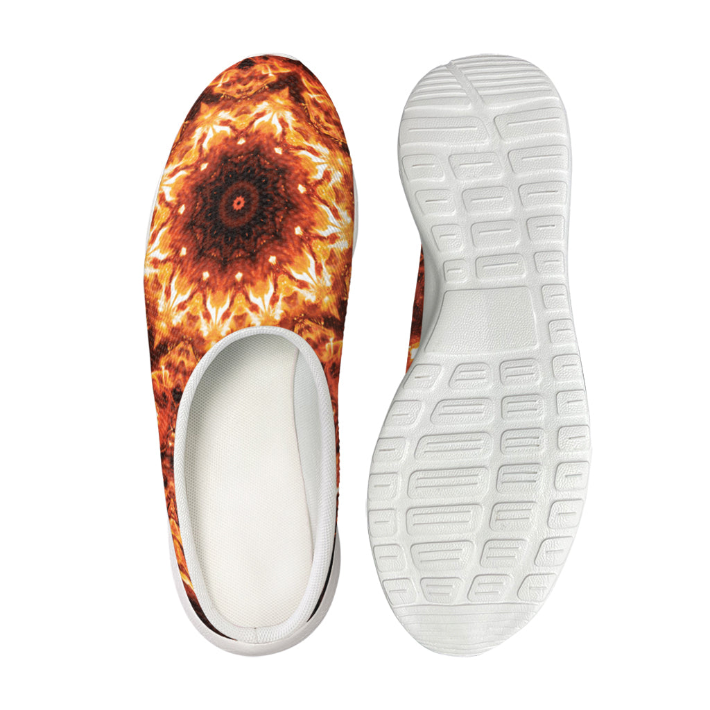 Orange Kaleidoscope Print Mesh Casual Shoes