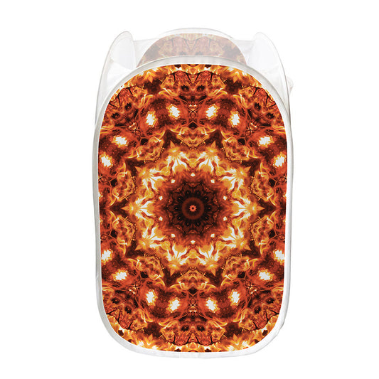 Orange Kaleidoscope Print Mesh Laundry Hamper