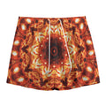 Orange Kaleidoscope Print Mesh Shorts