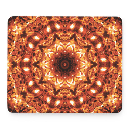 Orange Kaleidoscope Print Mouse Pad