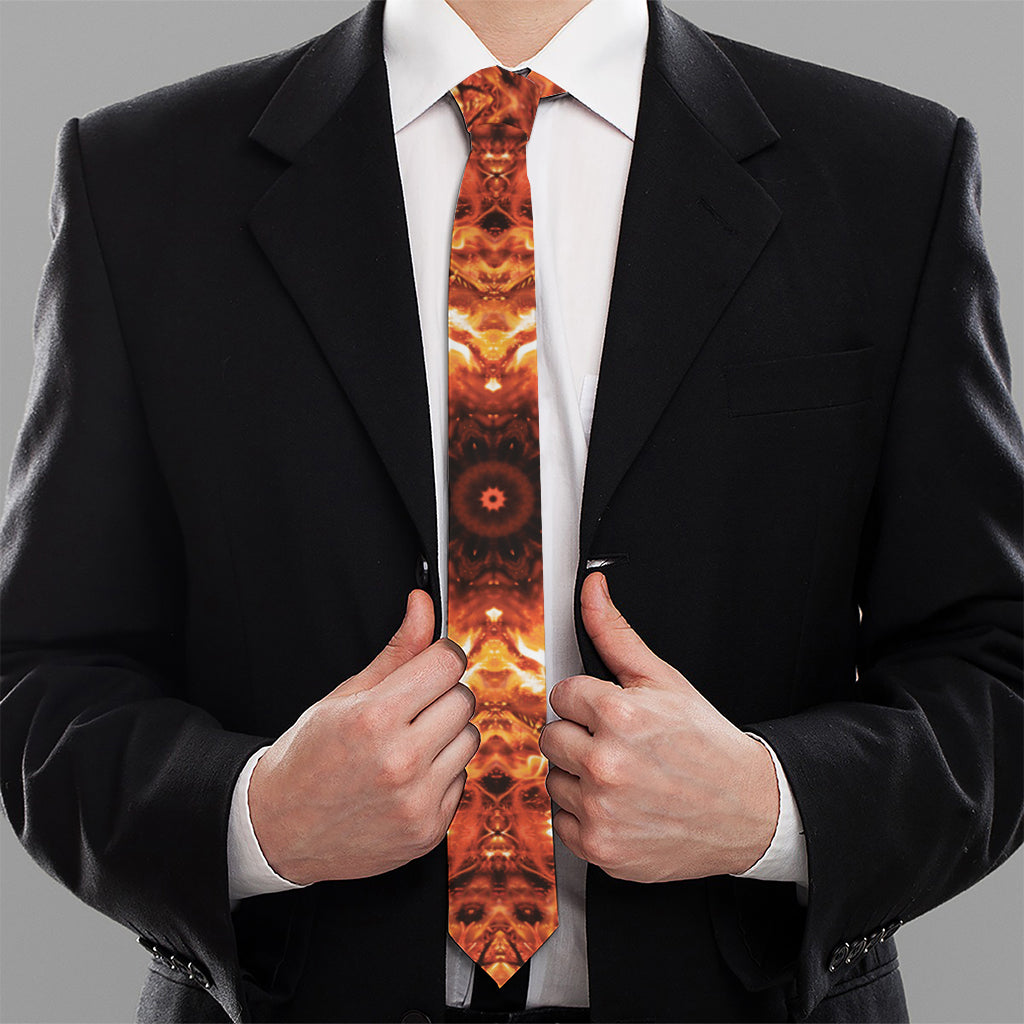 Orange Kaleidoscope Print Necktie