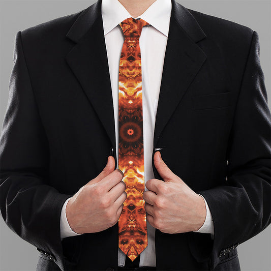 Orange Kaleidoscope Print Necktie