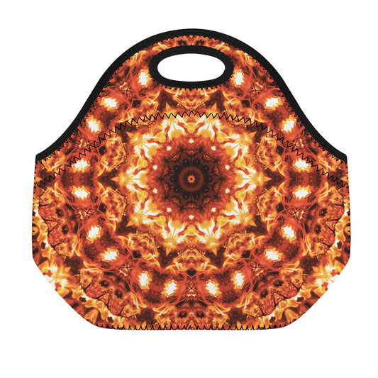 Orange Kaleidoscope Print Neoprene Lunch Bag