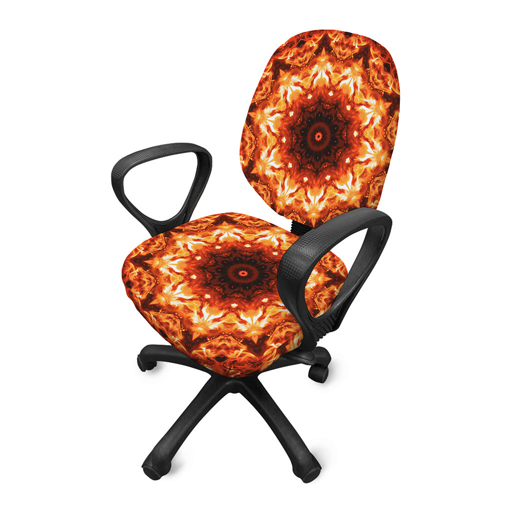 Orange Kaleidoscope Print Office Chair Cover
