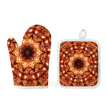Orange Kaleidoscope Print Oven Mitt And Pot Holder Set