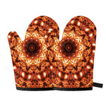 Orange Kaleidoscope Print Oven Mitts