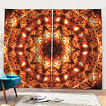 Orange Kaleidoscope Print Pencil Pleat Curtains