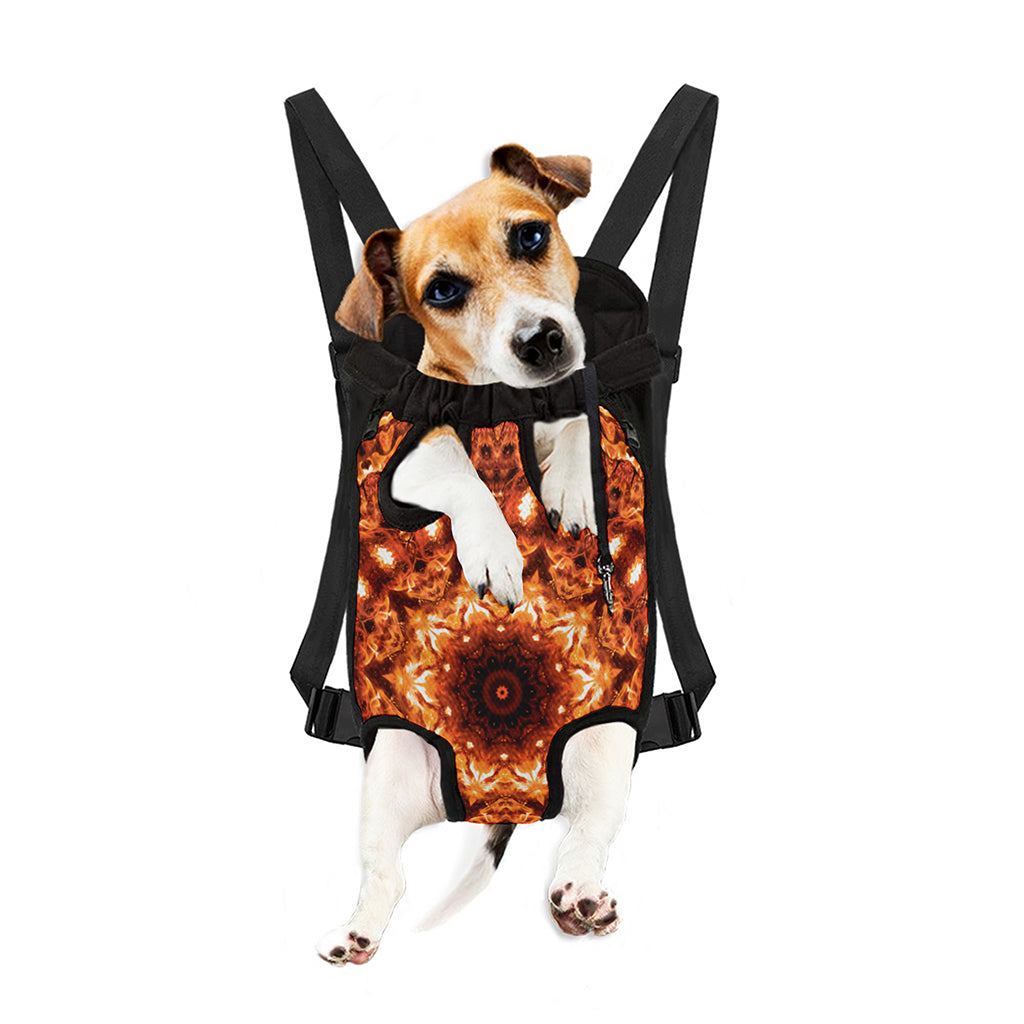 Orange Kaleidoscope Print Pet Carrier Backpack