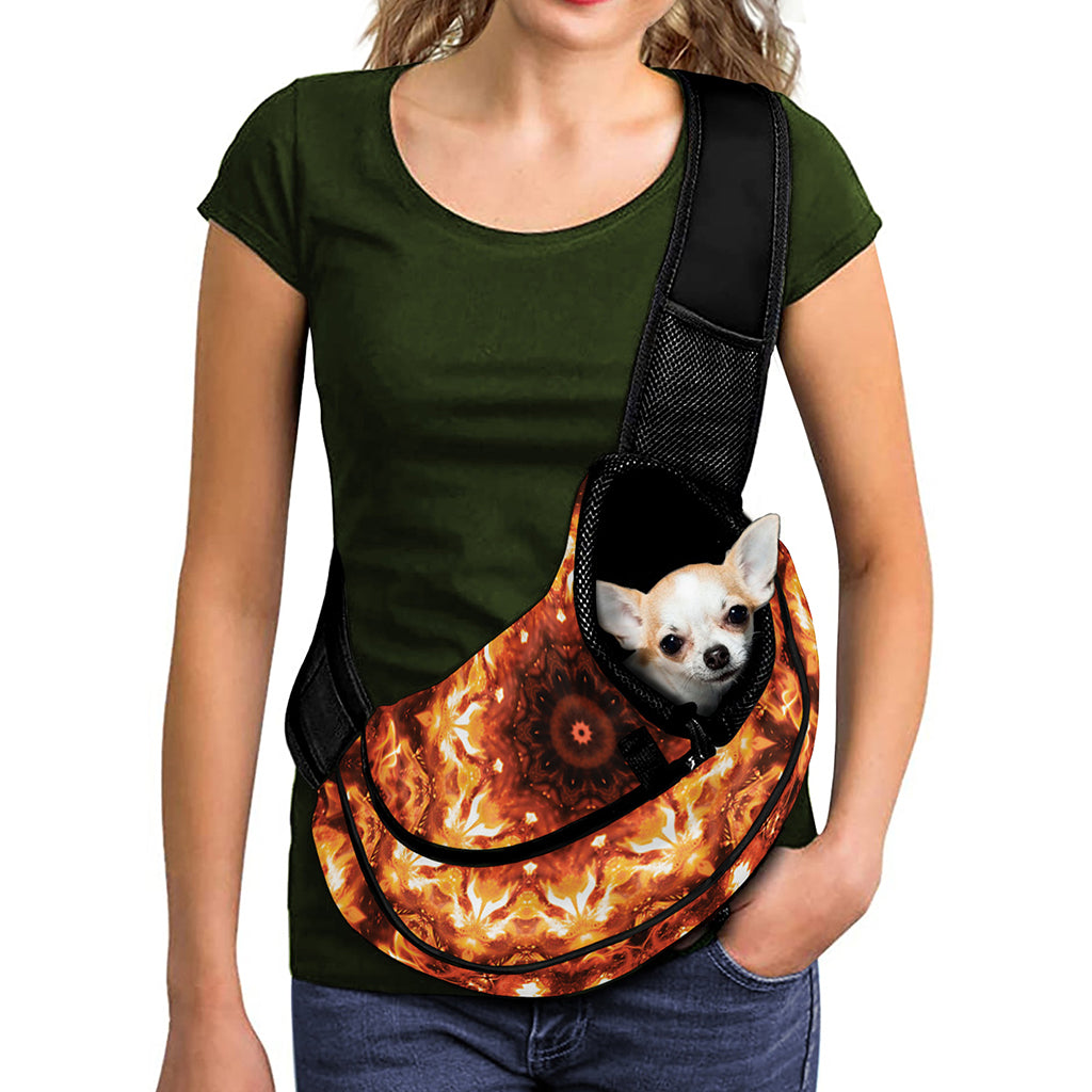 Orange Kaleidoscope Print Pet Sling Carrier