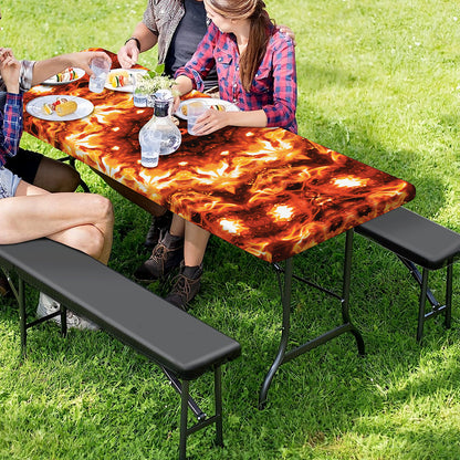 Orange Kaleidoscope Print Picnic Table Cover