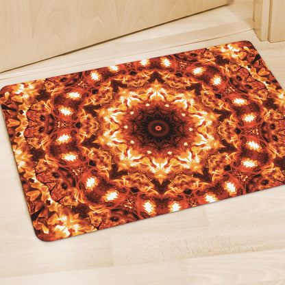 Orange Kaleidoscope Print Polyester Doormat