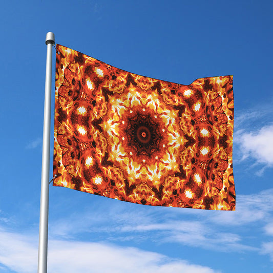 Orange Kaleidoscope Print Polyester Flag