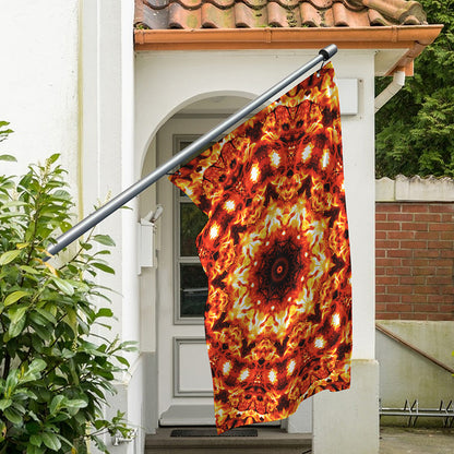 Orange Kaleidoscope Print Polyester Flag