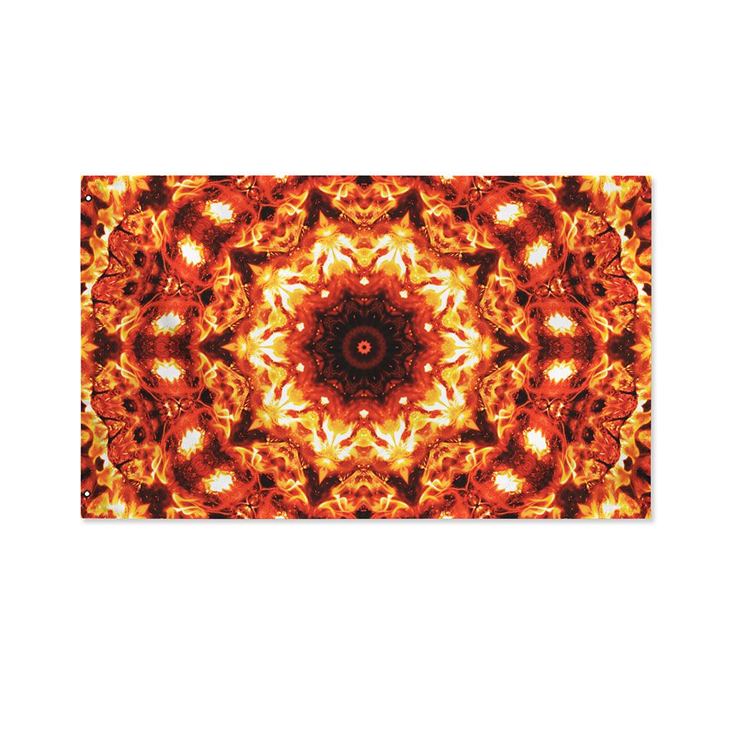 Orange Kaleidoscope Print Polyester Flag