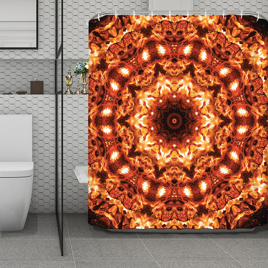 Orange Kaleidoscope Print Polyester Shower Curtain