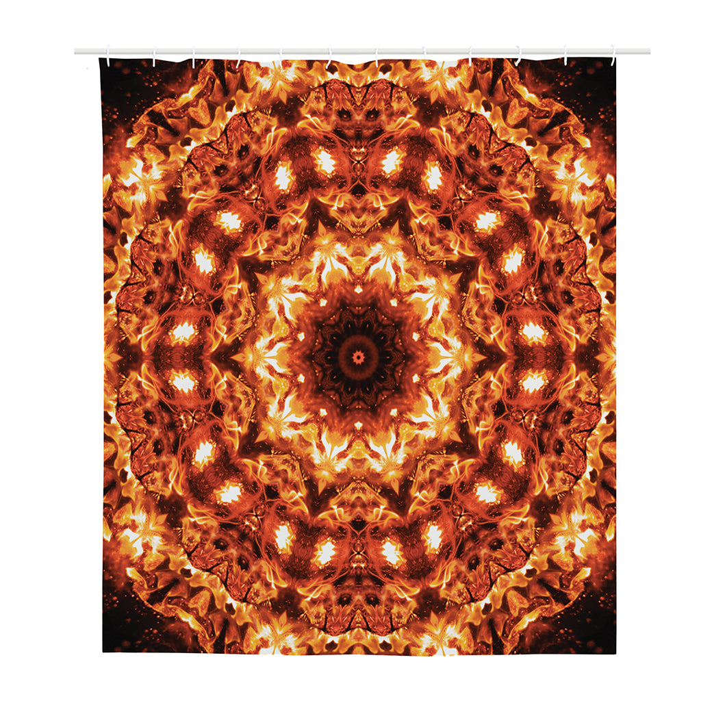 Orange Kaleidoscope Print Polyester Shower Curtain