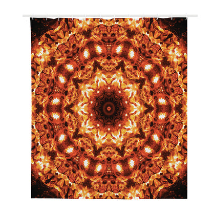 Orange Kaleidoscope Print Polyester Shower Curtain