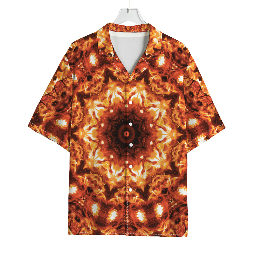 Orange Kaleidoscope Print Rayon Hawaiian Shirt