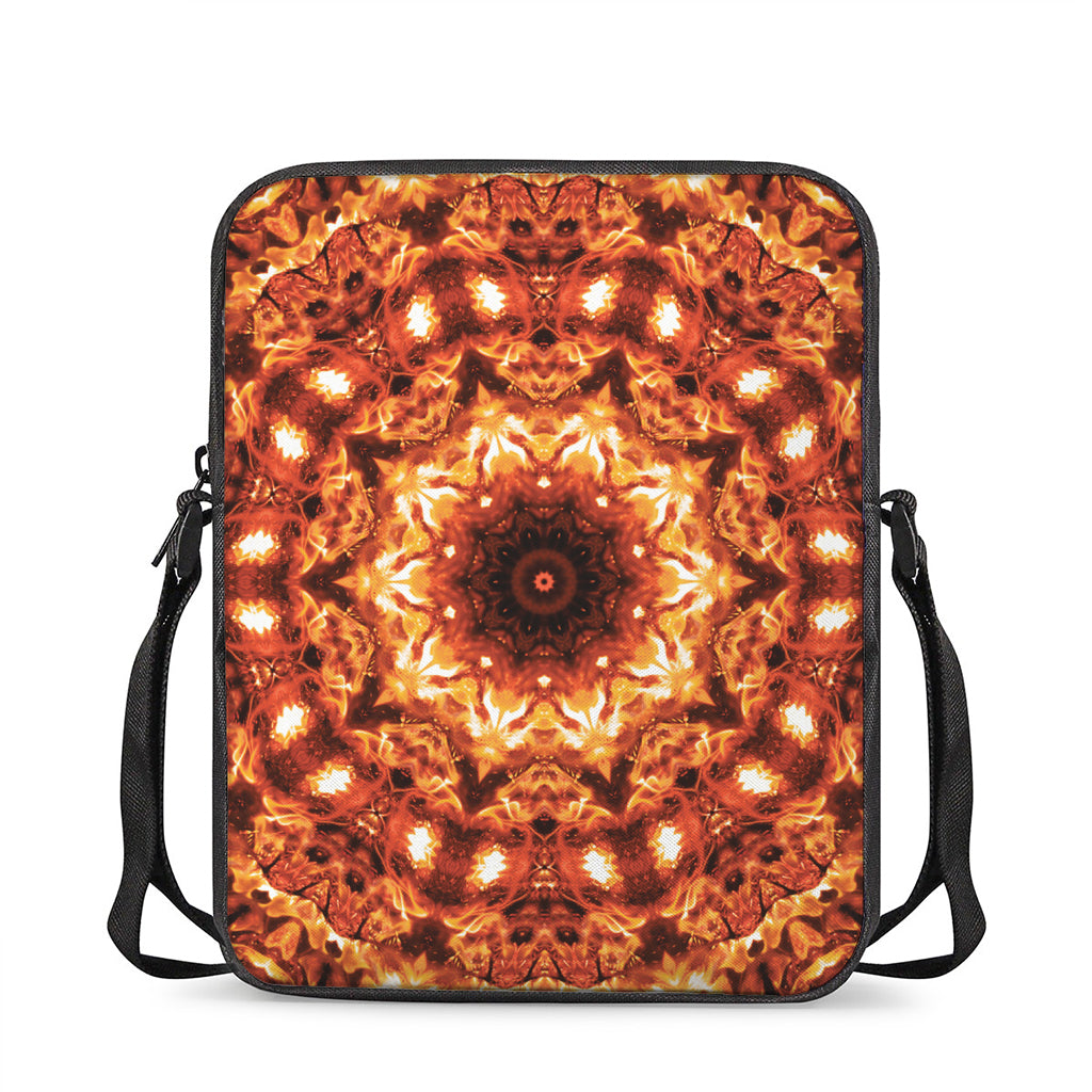 Orange Kaleidoscope Print Rectangular Crossbody Bag
