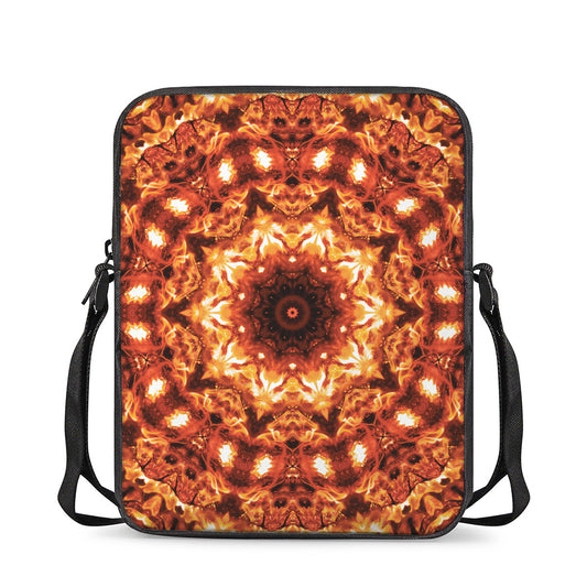 Orange Kaleidoscope Print Rectangular Crossbody Bag