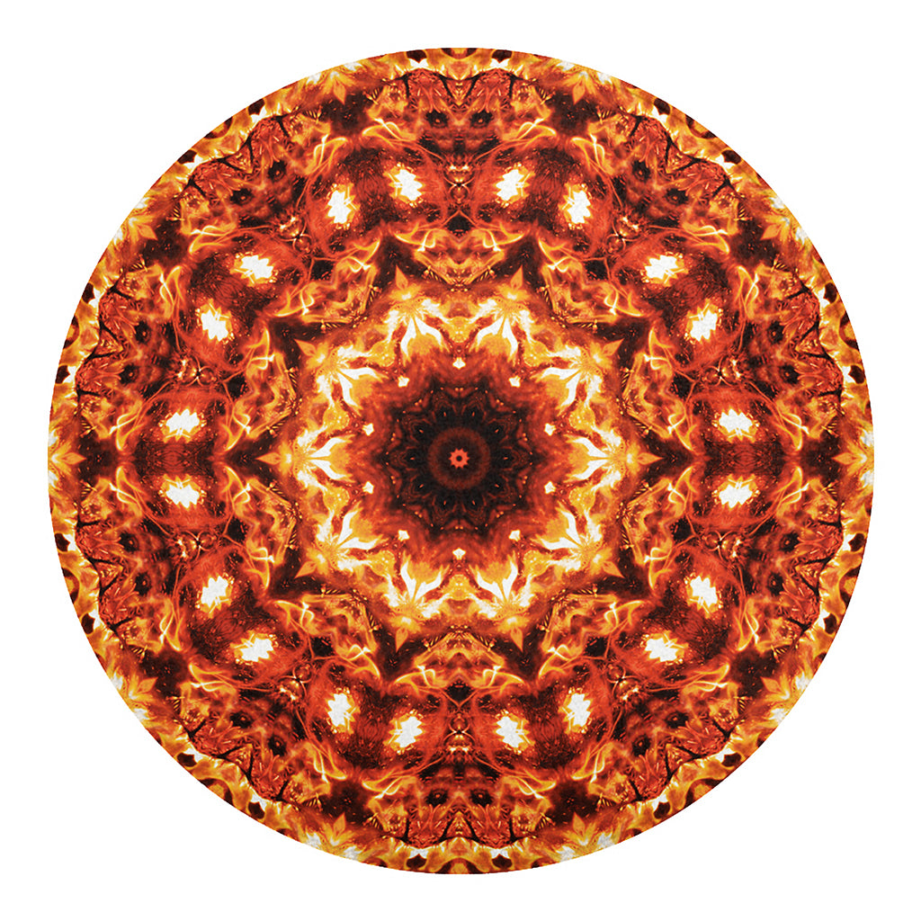 Orange Kaleidoscope Print Round Blanket