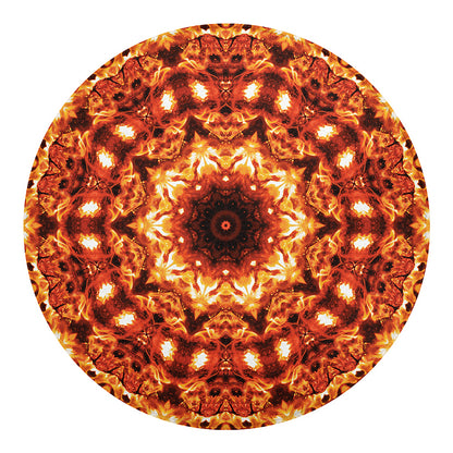 Orange Kaleidoscope Print Round Blanket