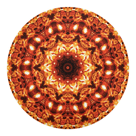 Orange Kaleidoscope Print Round Blanket