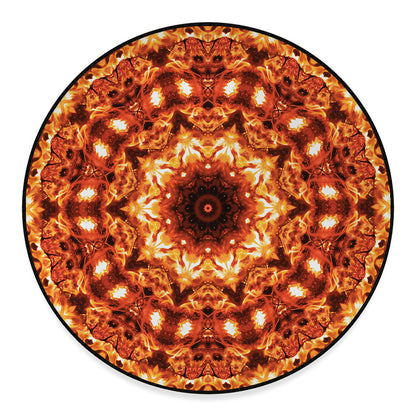 Orange Kaleidoscope Print Round Floor Mat