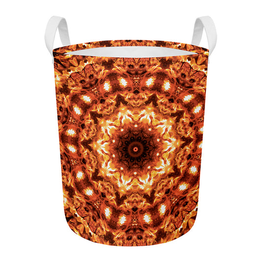Orange Kaleidoscope Print Round Laundry Basket