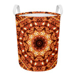 Orange Kaleidoscope Print Round Laundry Basket