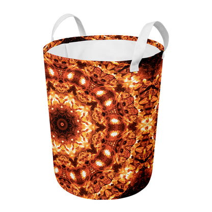 Orange Kaleidoscope Print Round Laundry Basket