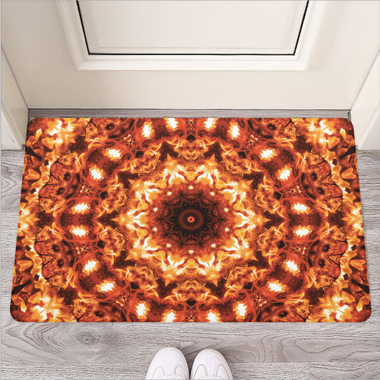 Orange Kaleidoscope Print Rubber Doormat