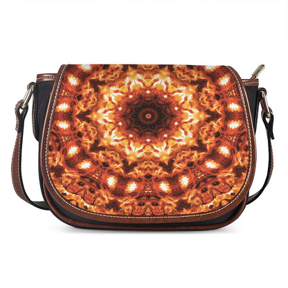 Orange Kaleidoscope Print Saddle Bag